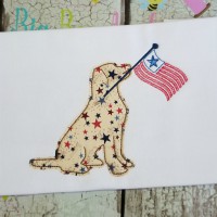 Fourth of July Dog with American Flag Machine Applique Design